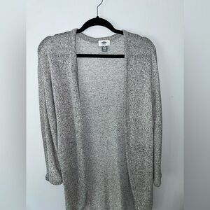 Junior Gray Open Front Sweater